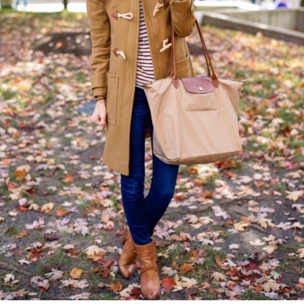 J CREW • Women’s Melton Wool Long Lined Coat in Camel Toggle Button Closure